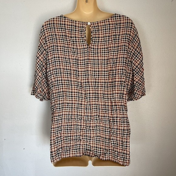 A New Day Women's XXL Plaid Half Sleeve Woven Blouse Flared Sleeve Multicolor - Picture 5 of 6